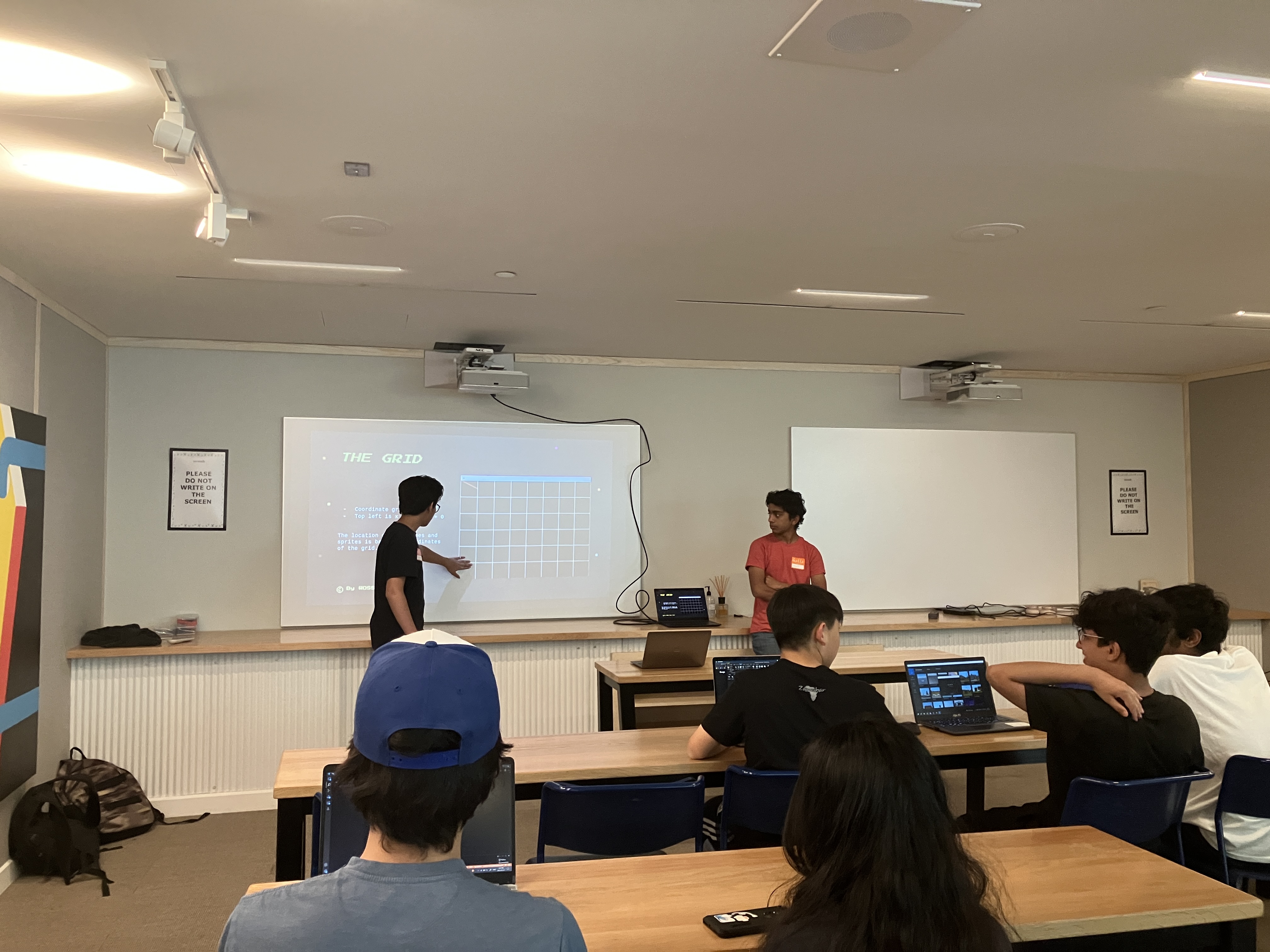 Coding workshop with teens learning